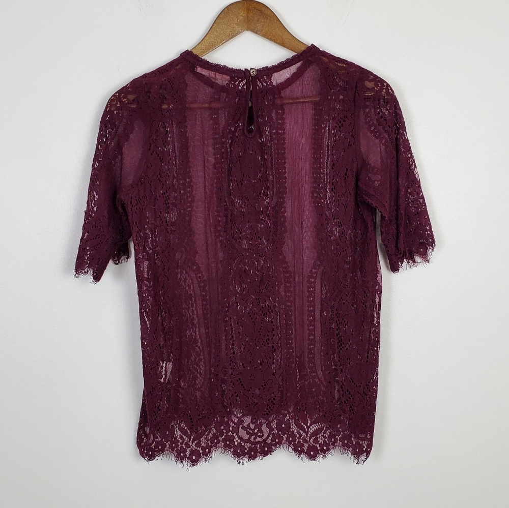 Rewind Womens Semi-Sheer Tunic Top Maroon‎ Medium - Picture 4 of 14